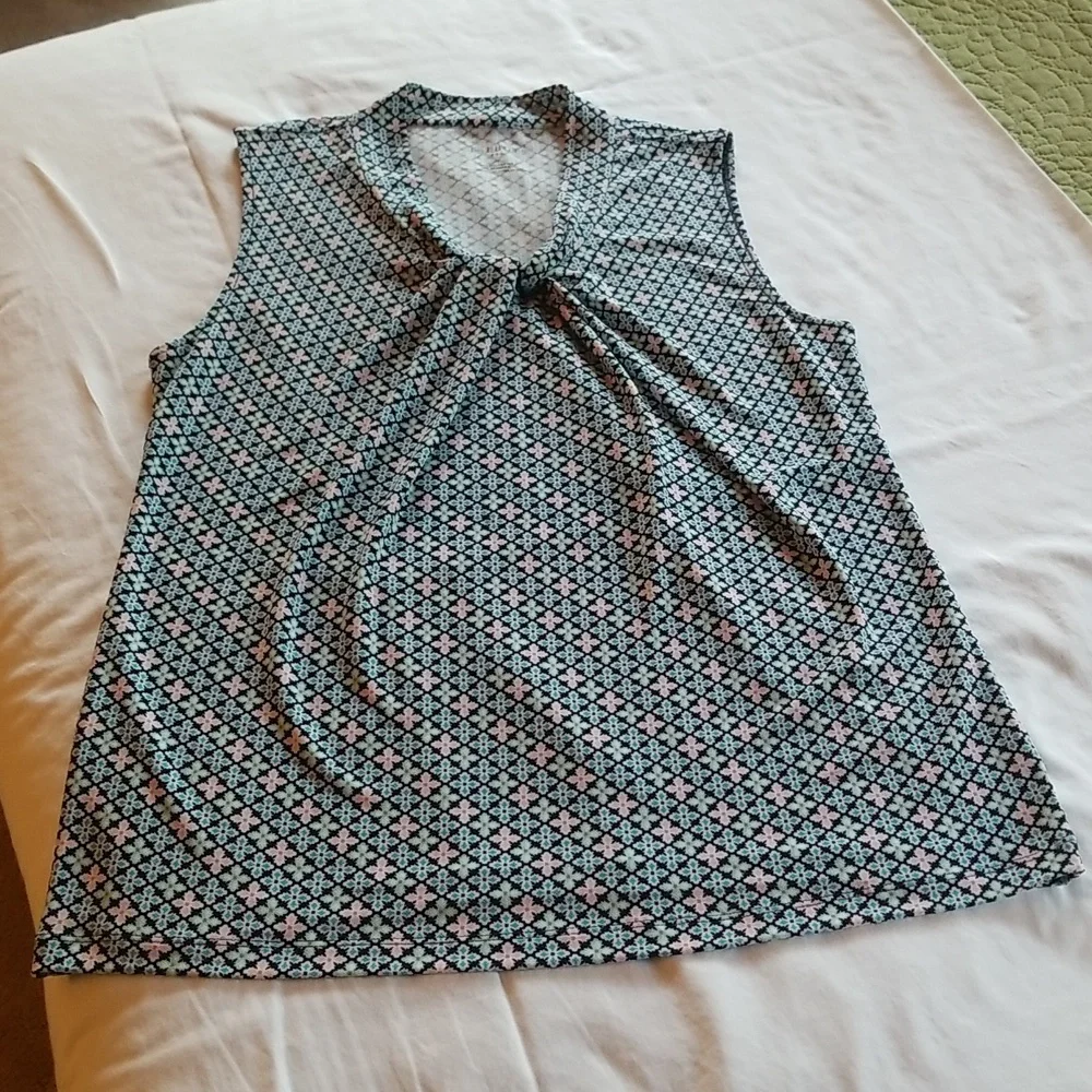 Talbots Blue, Green, and Pink Sleeveless Patterned Top, Size M, Worn Twice - Picture 5 of 8